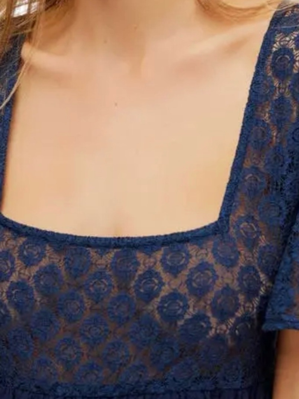 Free People Navy Blue Asymmetrical Midi Dress NWT large - Picture 8 of 13